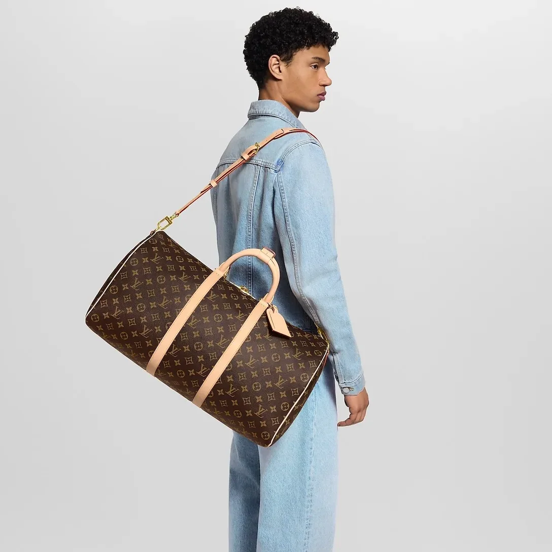 Louis Vuitton Keepall Bandouliere 50 Travel Bag in Brown Monogram Gold Hardware