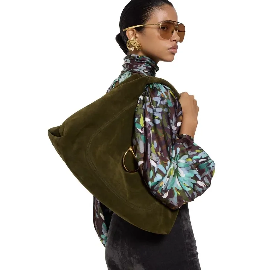 Gucci Softbit Maxi Shoulder Bag / Forest Green Suede Gold Hardware Gucci Softbit Maxi Shoulder Bag / Forest Green Suede Gold Hardware
