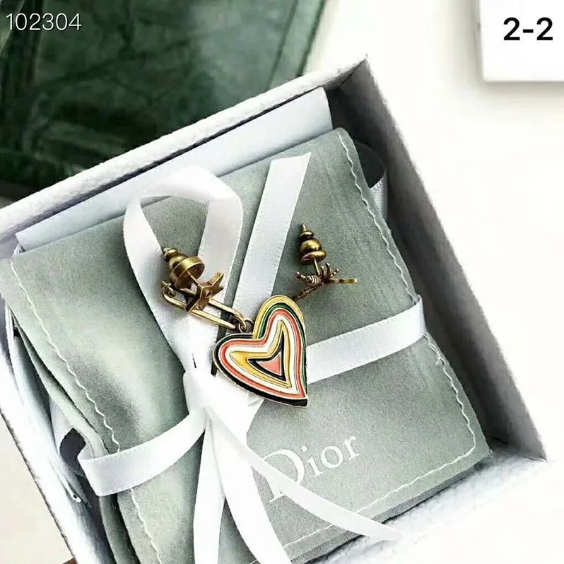 Dior “Dioramour” Heart and Bee Asymmetric Earrings for Women