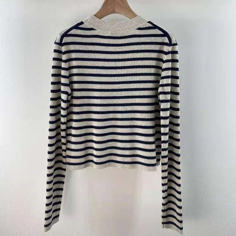 Dior Mariniere Buttoned Cardigan Navy Blue Linen Cashmere and Silk Knit for Women