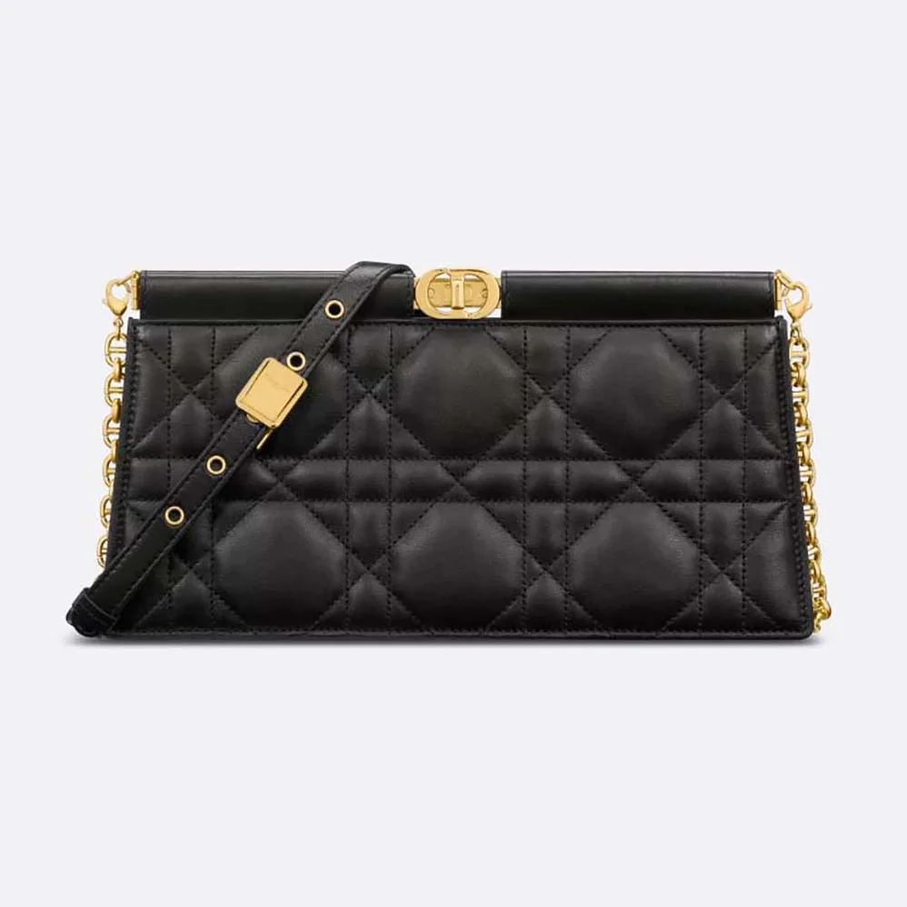 Dior Dior Caro Colle Noire Clutch with Chain Black Cannage Lambskin for Women