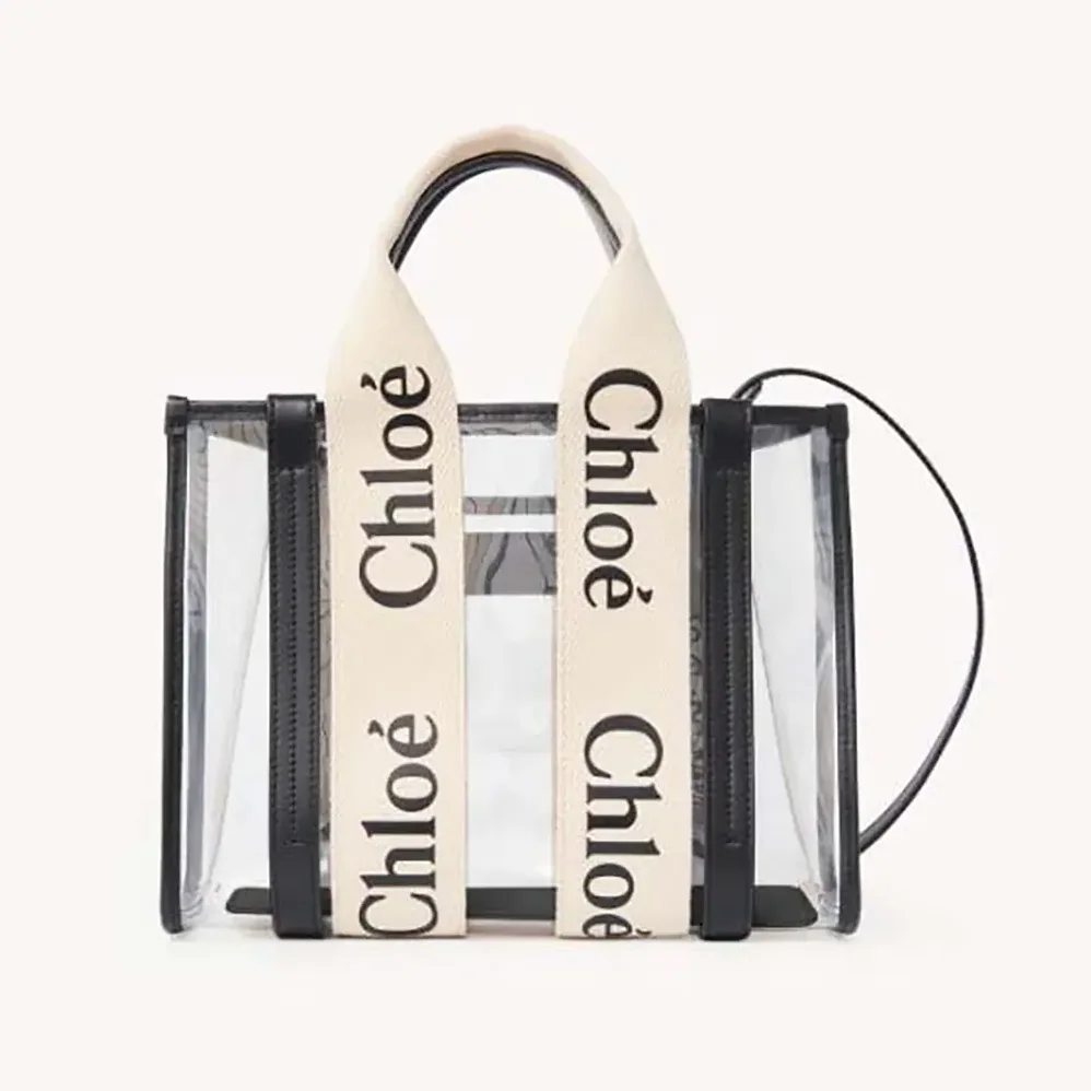 Chloe Small Woody Tote Bag In Jelly & Leather for Women in Black Chloe Small Woody Tote Bag In Jelly & Leather for Women in Black