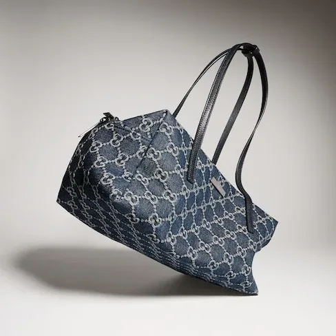 Gucci Melrose Boston Medium Shoulder Bag in Dark Blue Palladium Hardware