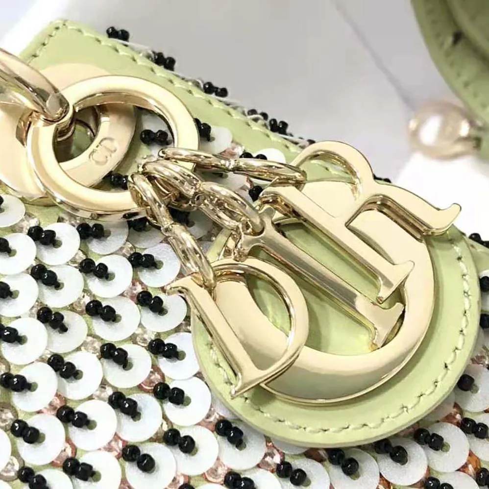 Dior Micro Lady Dior Bag Sage Green Embroidered Calfskin with Multicolor Sequins for Women Dior Micro Lady Dior Bag Sage Green Embroidered Calfskin with Multicolor Sequins for Women
