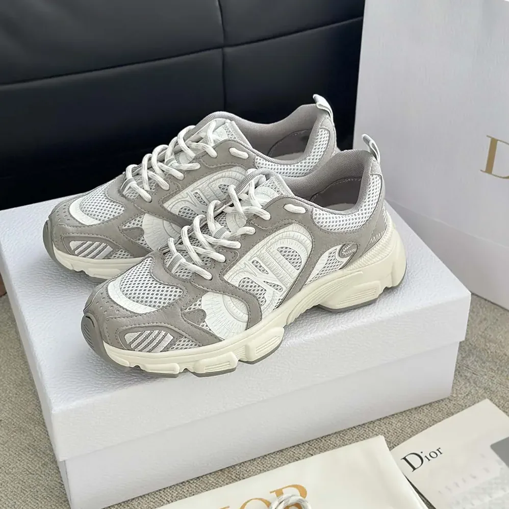 Dior Chrono Sneaker Gray Mesh and Suede Calfskin for Unisex
