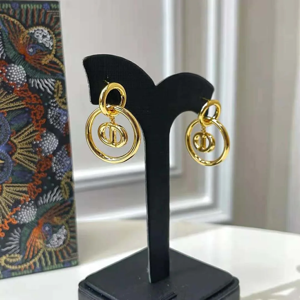 Dior CD Navy Earrings Gold for Women in Finish Metal Dior CD Navy Earrings Gold for Women in Finish Metal