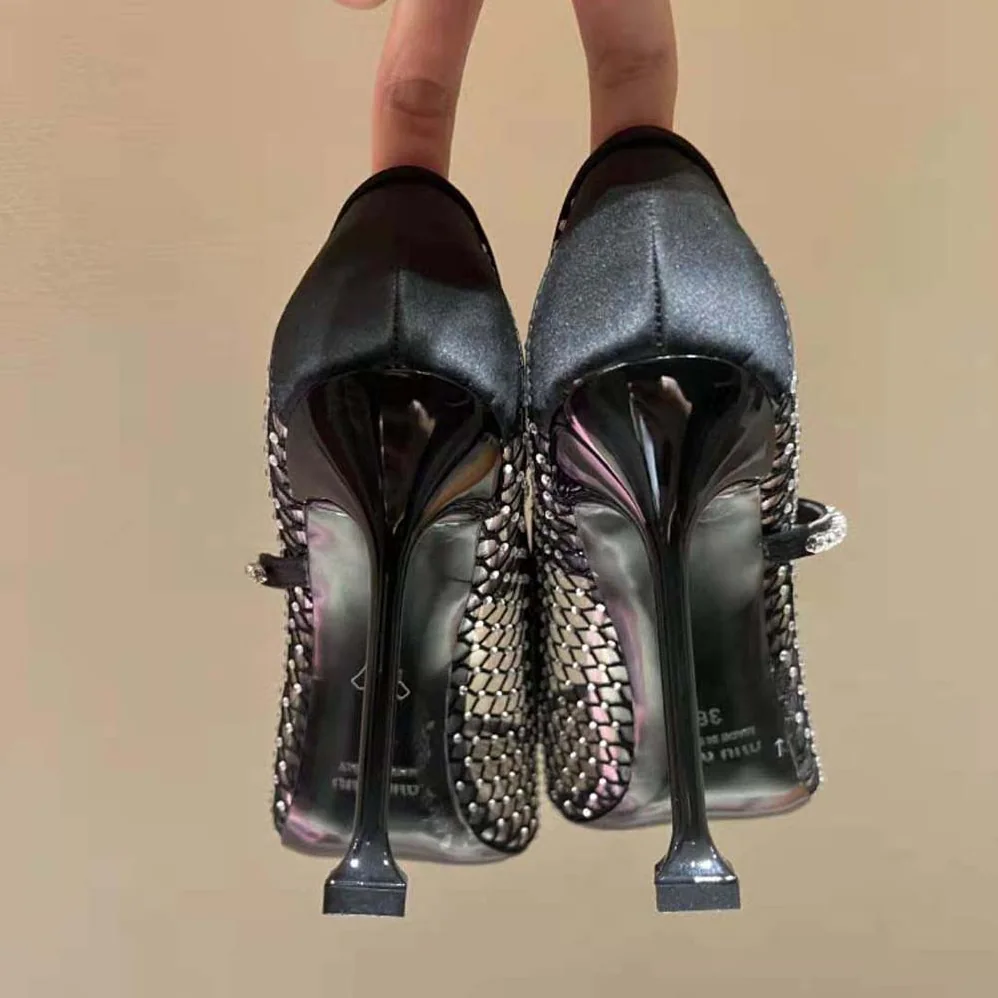 Miu Miu Vinyl and Mesh Pumps 105 mm mm Heel Height for Women in Black Miu Miu Vinyl and Mesh Pumps 105 mm mm Heel Height for Women in Black