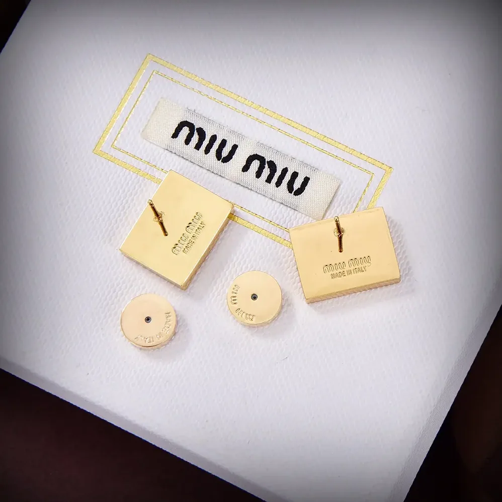 Miu Miu Metal Earrings with Visible Perforated Logo for Women Miu Miu Metal Earrings with Visible Perforated Logo for Women