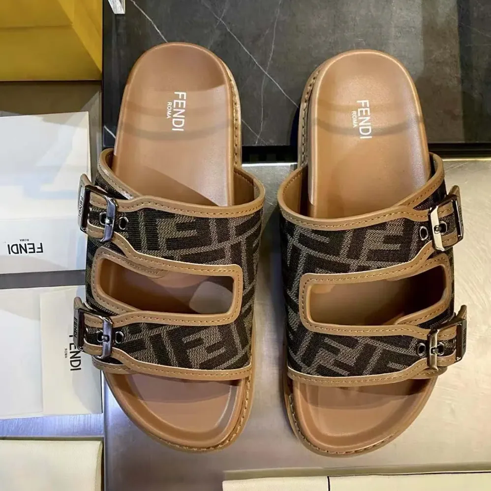 Fendi Feel Sandals FF Jacquard Fabric Sandals for Unisex Fendi Feel Sandals FF Jacquard Fabric Sandals for Unisex