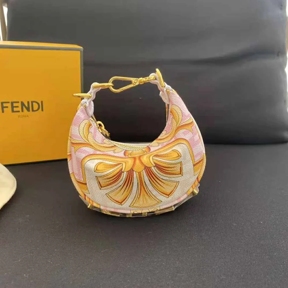 Fendi Nano Fendigraphy Fendace Pink Silk Charm for Women