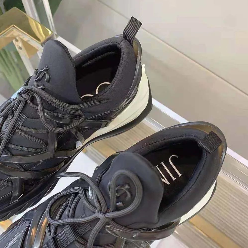 Jimmy Choo Cosmos/F Black Leather and Neoprene Low for Women in Top Trainers