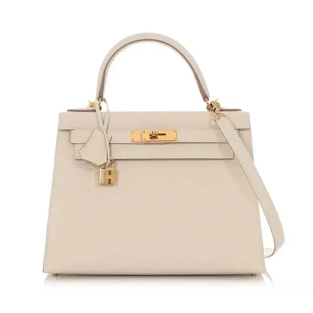 Hermes Kelly Bag 25 Epsom Leather for Women in White Hermes Kelly Bag 25 Epsom Leather for Women in White