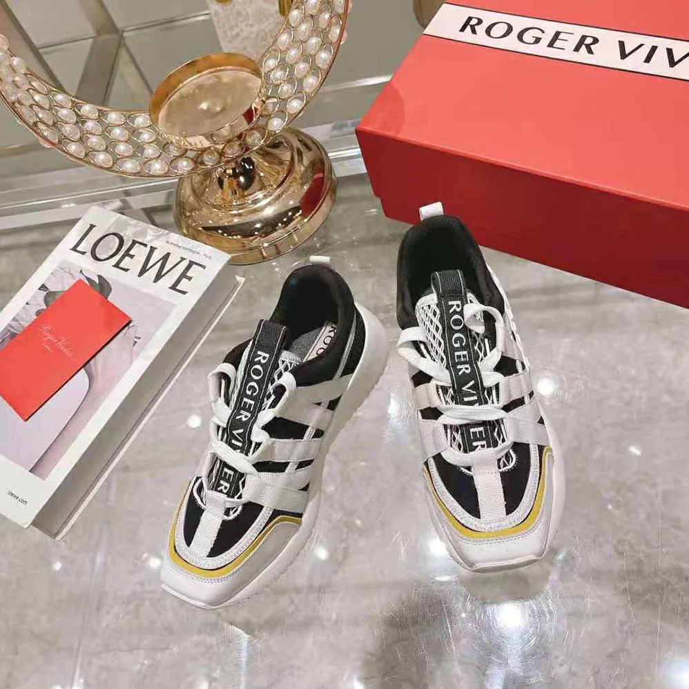 Roger Vivier Viv Go Lace Up Sneakers in Technical Fabrics for Women in Black