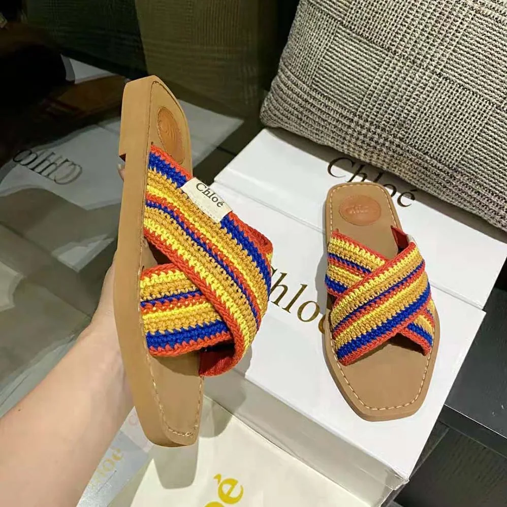 Chloe Woody Flat Mule for Women in Yellow