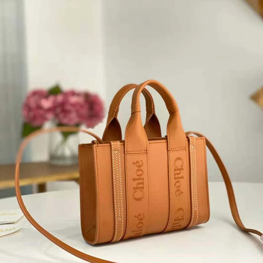 Chloe Mini Woody Tote Bag for Women in Brown