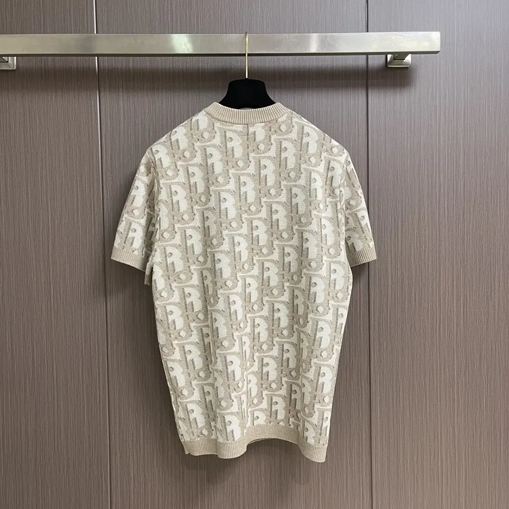 Dior Oblique T-Shirt Regular Fit Beige Cotton-Wool for Men in Silk Jacquard Dior Oblique T-Shirt Regular Fit Beige Cotton-Wool for Men in Silk Jacquard