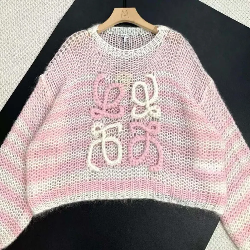 Loewe Anagram Sweater in Mohair for Women in Pink Loewe Anagram Sweater in Mohair for Women in Pink