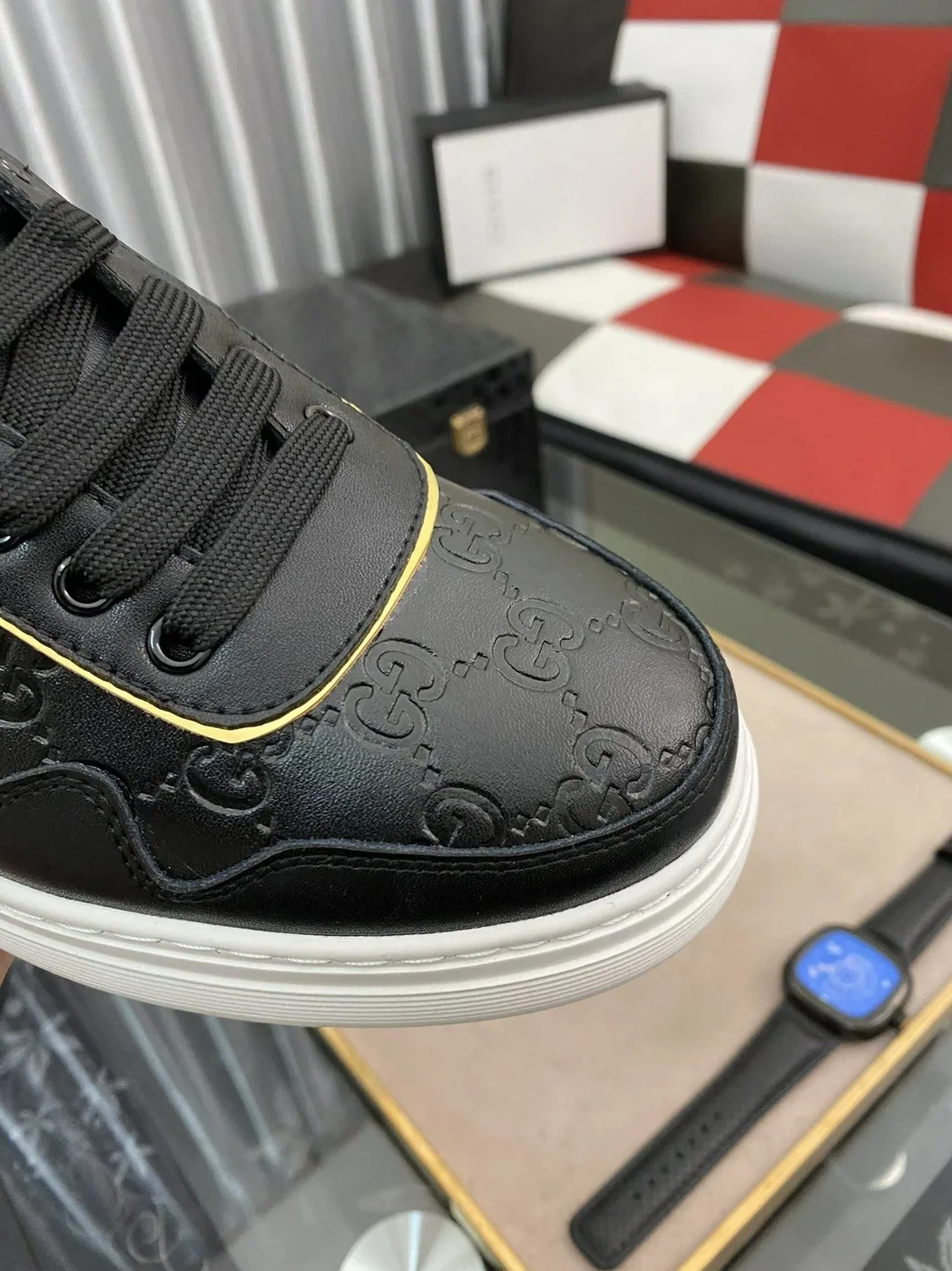 Gucci GG Embossed Sneaker Loafer With GG Black Gold for Men