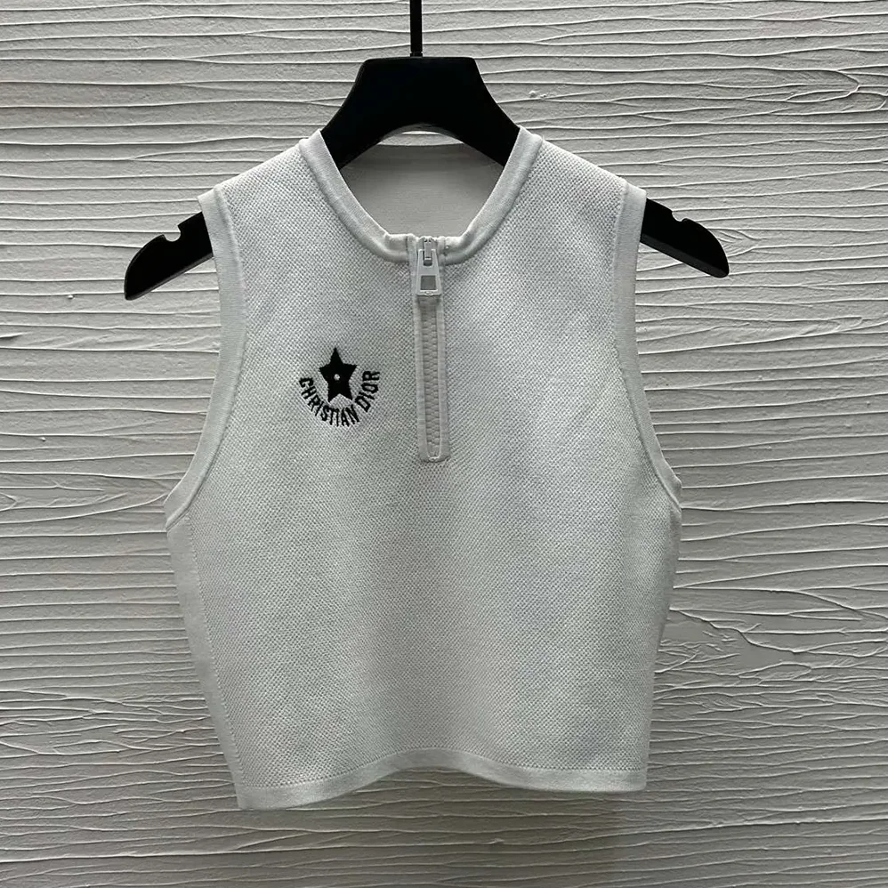 Dior Dioriviera Cropped Tank Top with White Technical Knit for Women Dior Dioriviera Cropped Tank Top with White Technical Knit for Women