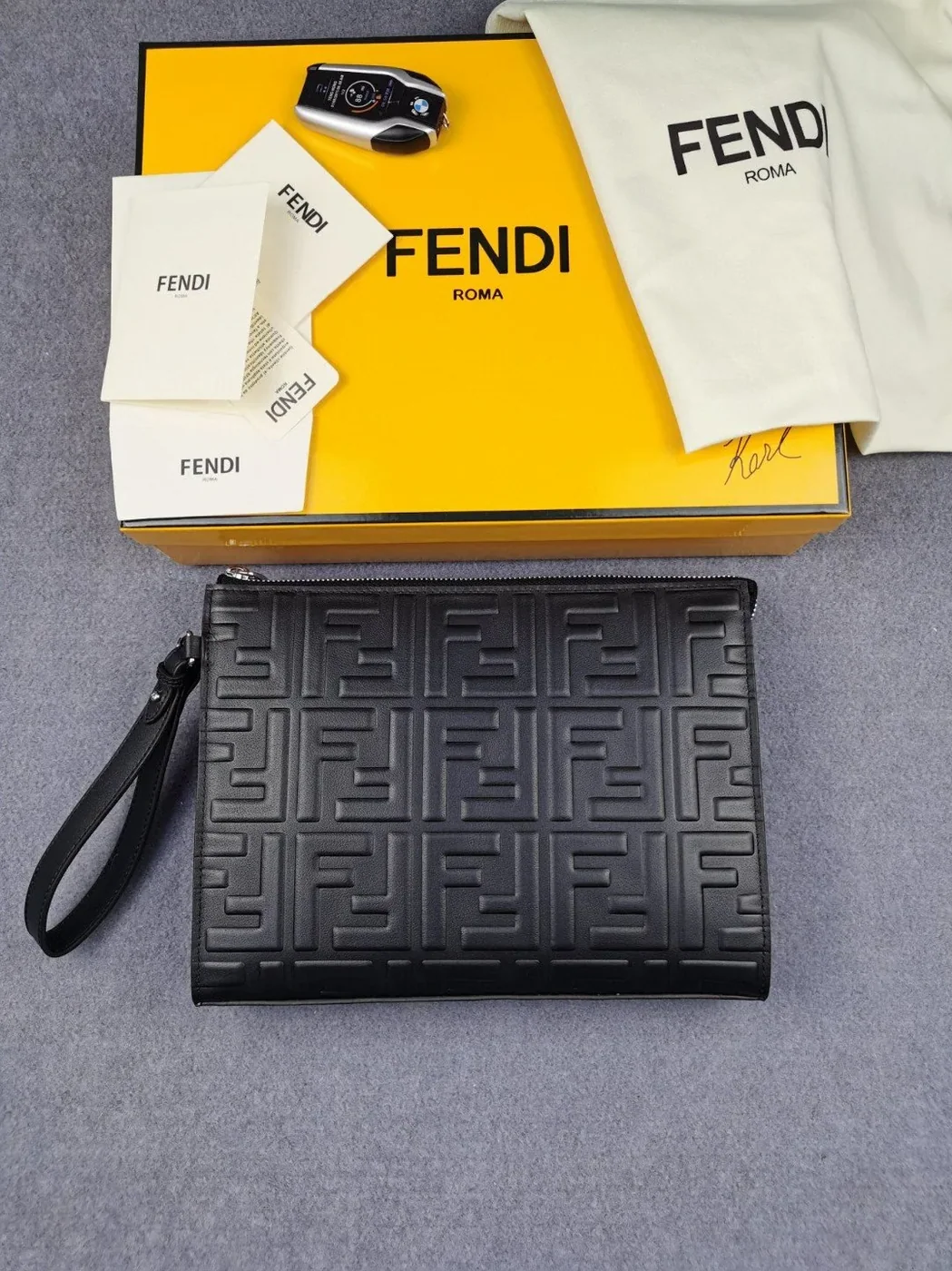 Fendi Flat Pouch Black Nappa Pouch / FF 7VA491A72VF0GXN Fendi Flat Pouch Black Nappa Pouch / FF 7VA491A72VF0GXN