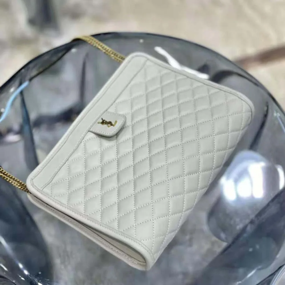 Saint Laurent YSL Victoire Baby Clutch in Leather for Women in White Saint Laurent YSL Victoire Baby Clutch in Leather for Women in White