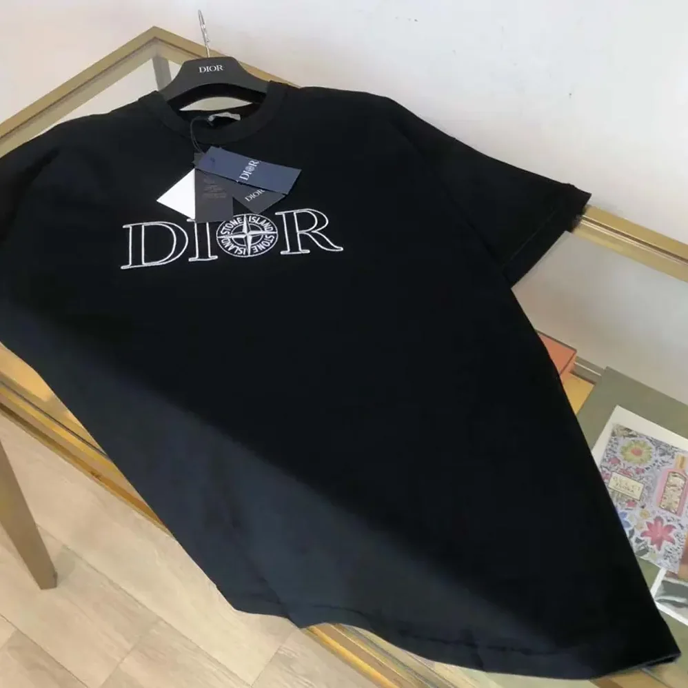 Dior Dior and Stone Island T-shirt Oversized Fit Black Cotton Jersey for Men