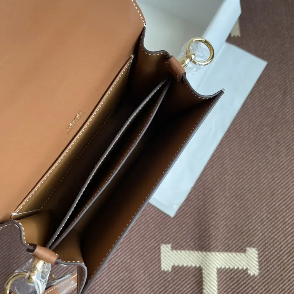 Hermes Roulis Mini Bag in Evercolor Calfskin for Women in Brown/Gold Hermes Roulis Mini Bag in Evercolor Calfskin for Women in Brown/Gold
