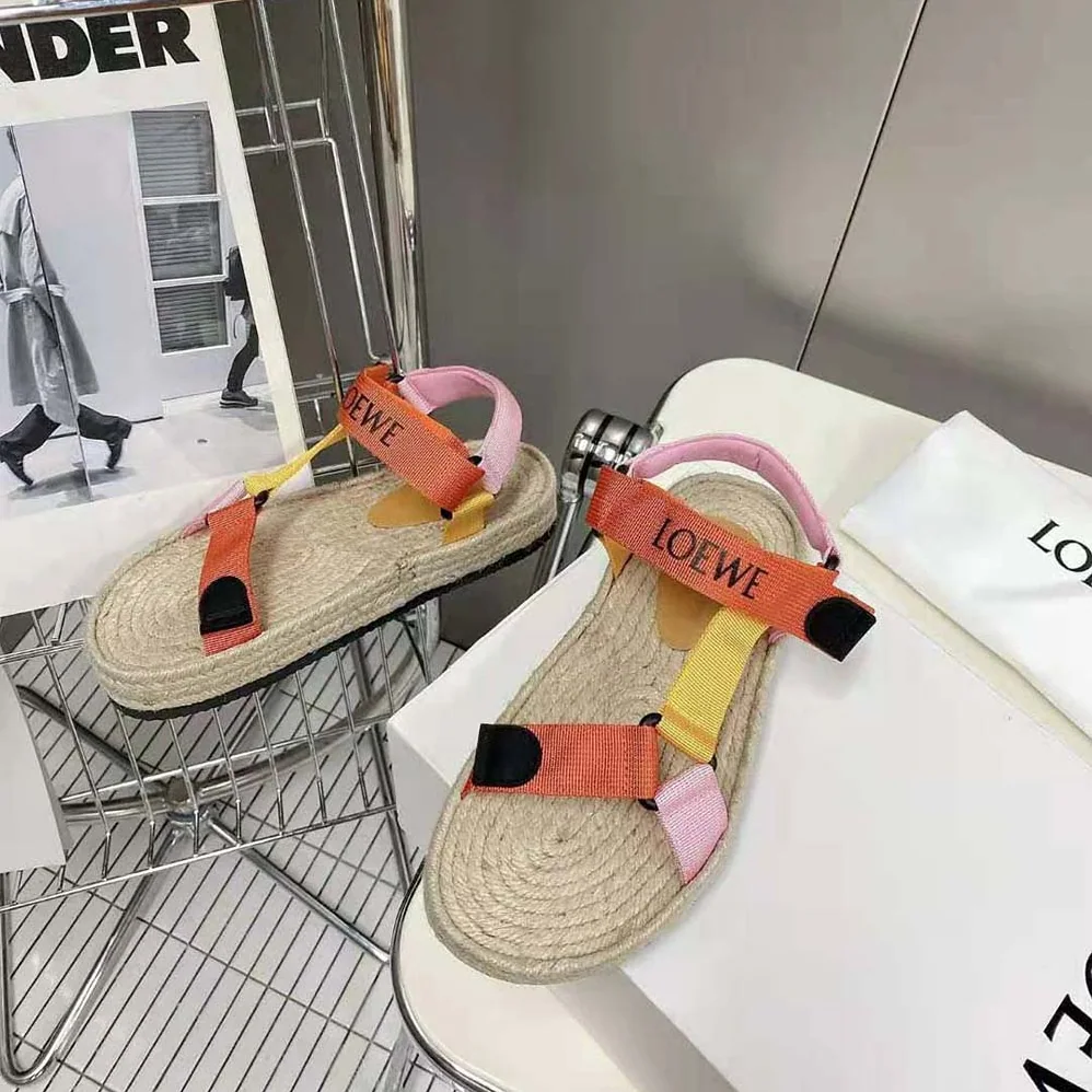 Loewe Strappy Espadrille in Nylon for Women in Orange