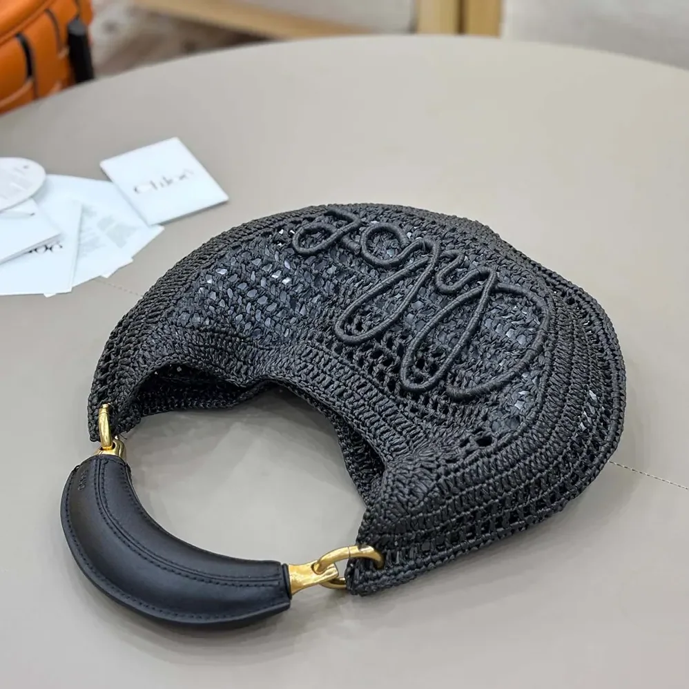 Chloe Summer Banana Hobo Bag In Raffia for Women in Black