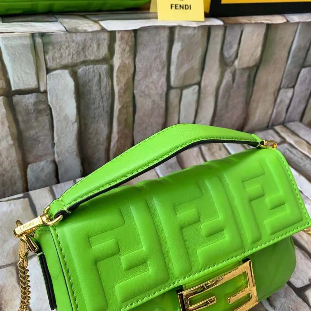 Fendi Baguette Soft Nappa Leather Bag for Women in Green