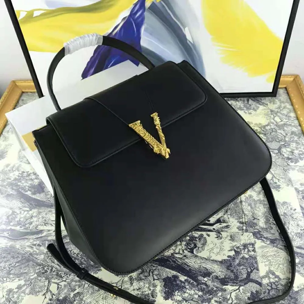 Versace Virtus Top Handle Bag in Calfskin Leather for Women