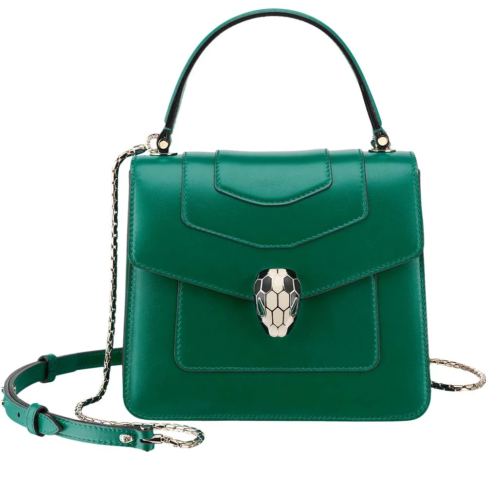 Bvlgari Serpenti Forever Flap Cover in Emerald Green Calf Leather for Women