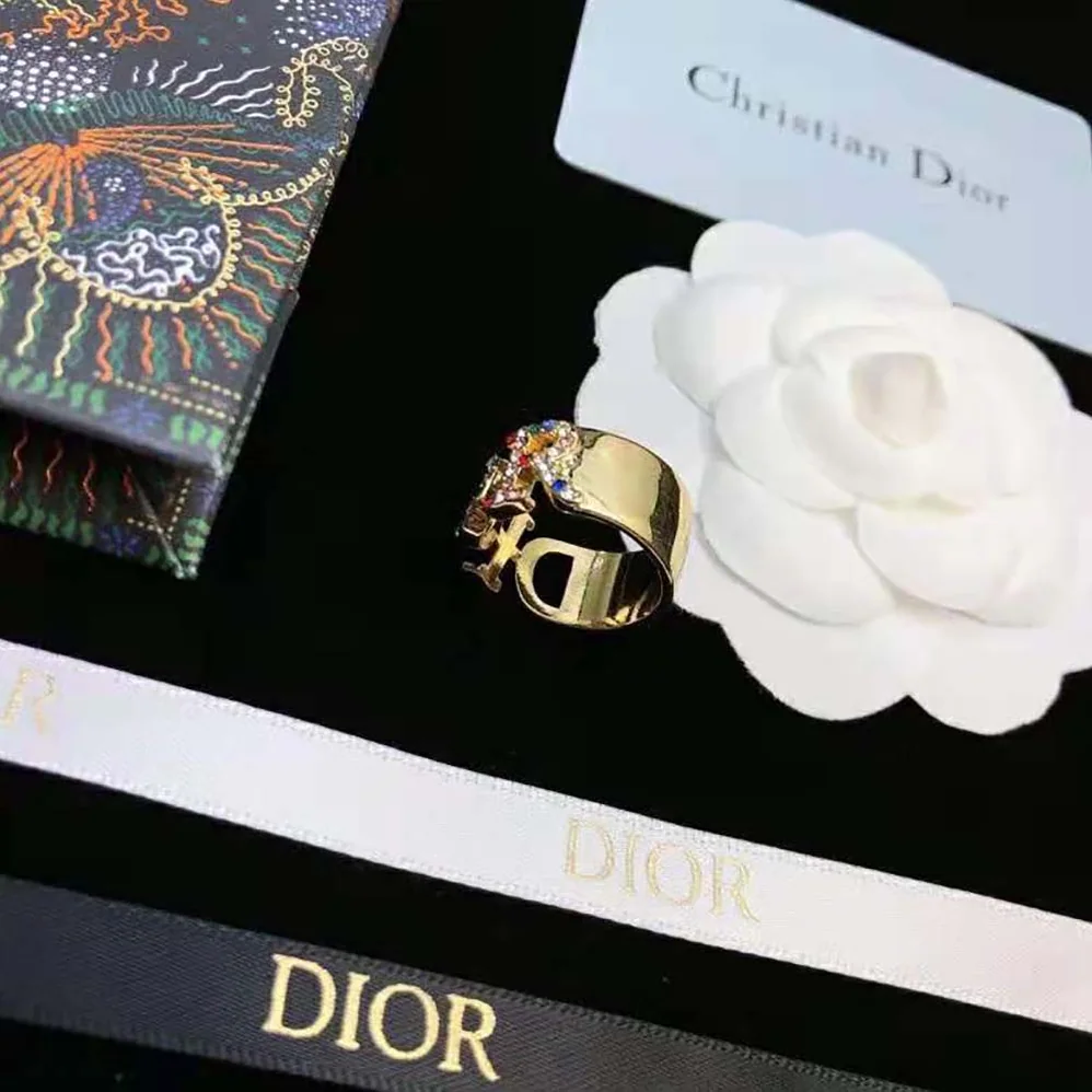 Dior Dio(r)evolution Ring Gold-Finish Metal and Multicolor Crystals for Women Dior Dio(r)evolution Ring Gold-Finish Metal and Multicolor Crystals for Women