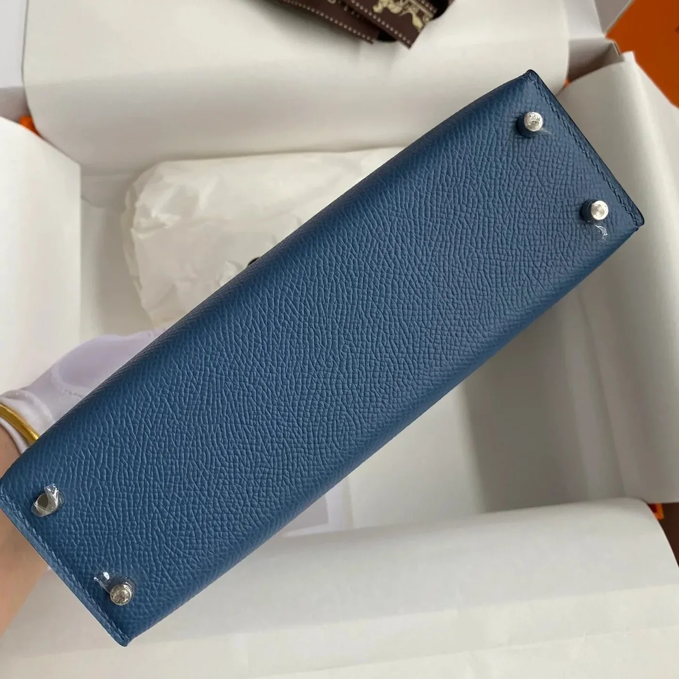 Hermes Kelly Mini Top Handle Bag in Navy Epsom Palladium Hardware Hermes Kelly Mini Top Handle Bag in Navy Epsom Palladium Hardware