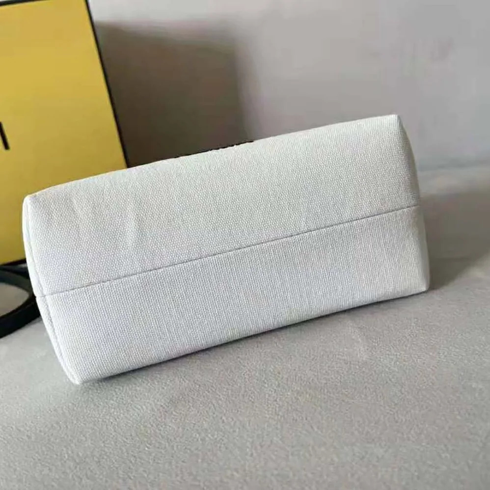 Fendi By The Way Mini White Canvas Small Boston Bag for Women Fendi By The Way Mini White Canvas Small Boston Bag for Women