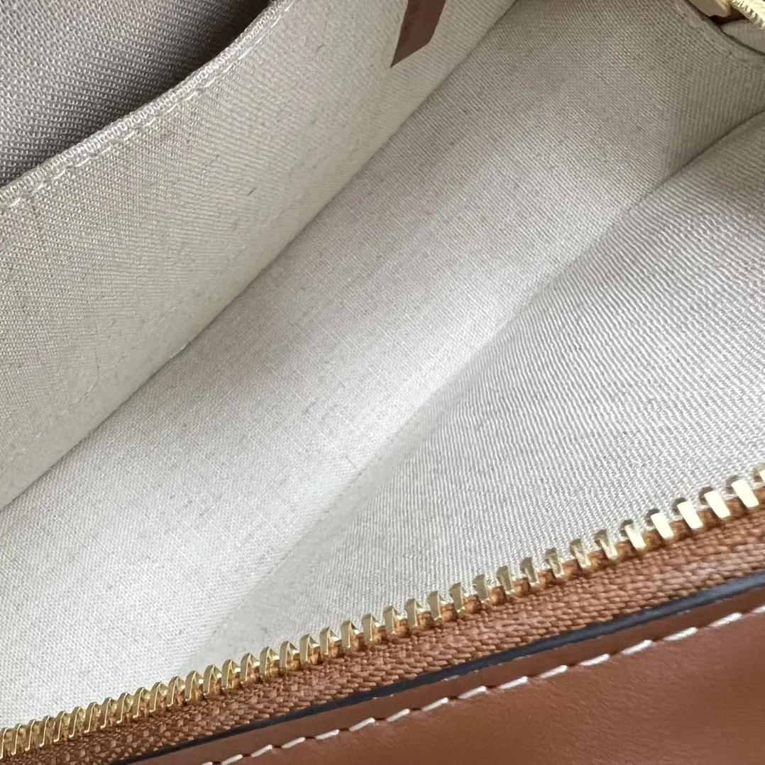 Celine Oval Bag Cuir Triomphe In Textile Natural / Tan / .02NT Celine Oval Bag Cuir Triomphe In Textile Natural / Tan / .02NT