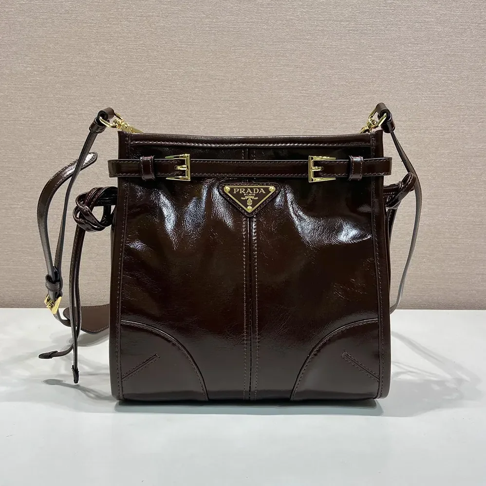 Prada Bonnie Leather Mini Shoulder Bag for Women in Dark Brown Prada Bonnie Leather Mini Shoulder Bag for Women in Dark Brown