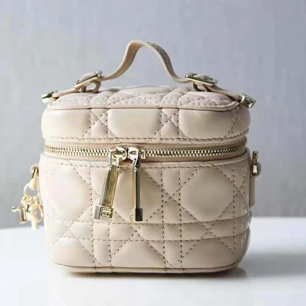 Dior Micro Lady Dior Vanity Case Cannage Lambskin for Women in Beige