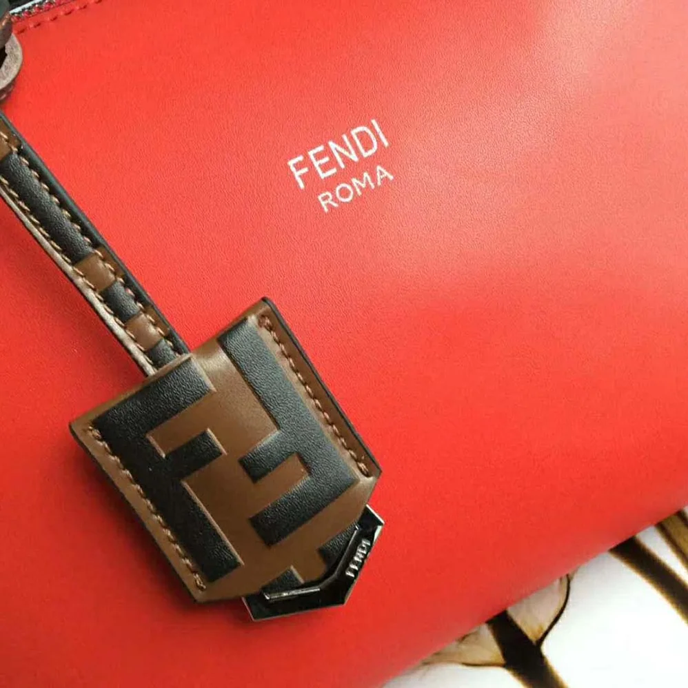 Fendi By the Way Regular Leather Boston Bag for Women in Red Fendi By the Way Regular Leather Boston Bag for Women in Red