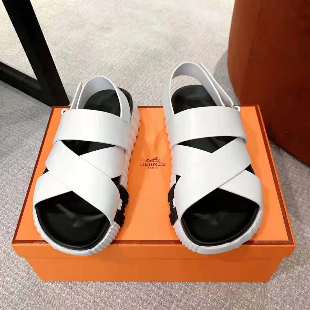 Hermes Electric Sandal in Calfskin for Women in White Hermes Electric Sandal in Calfskin for Women in White