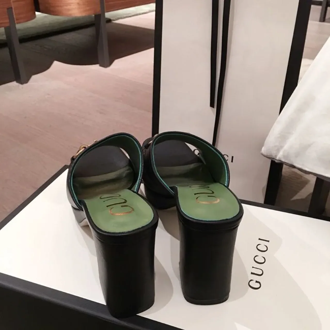 Gucci Horsebit Platform Mules Black