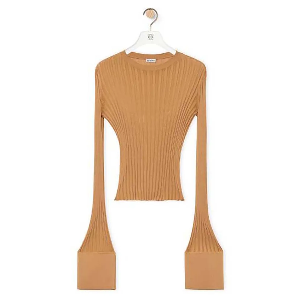 Loewe Long Sleeve Top in Viscose for Women in Beige Loewe Long Sleeve Top in Viscose for Women in Beige