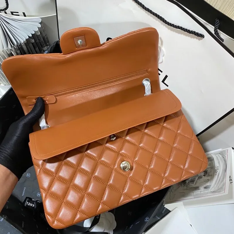 Chanel Classic Double Flap Bag Large Crossbody in Brown Silver Hardware Chanel Classic Double Flap Bag Large Crossbody in Brown Silver Hardware
