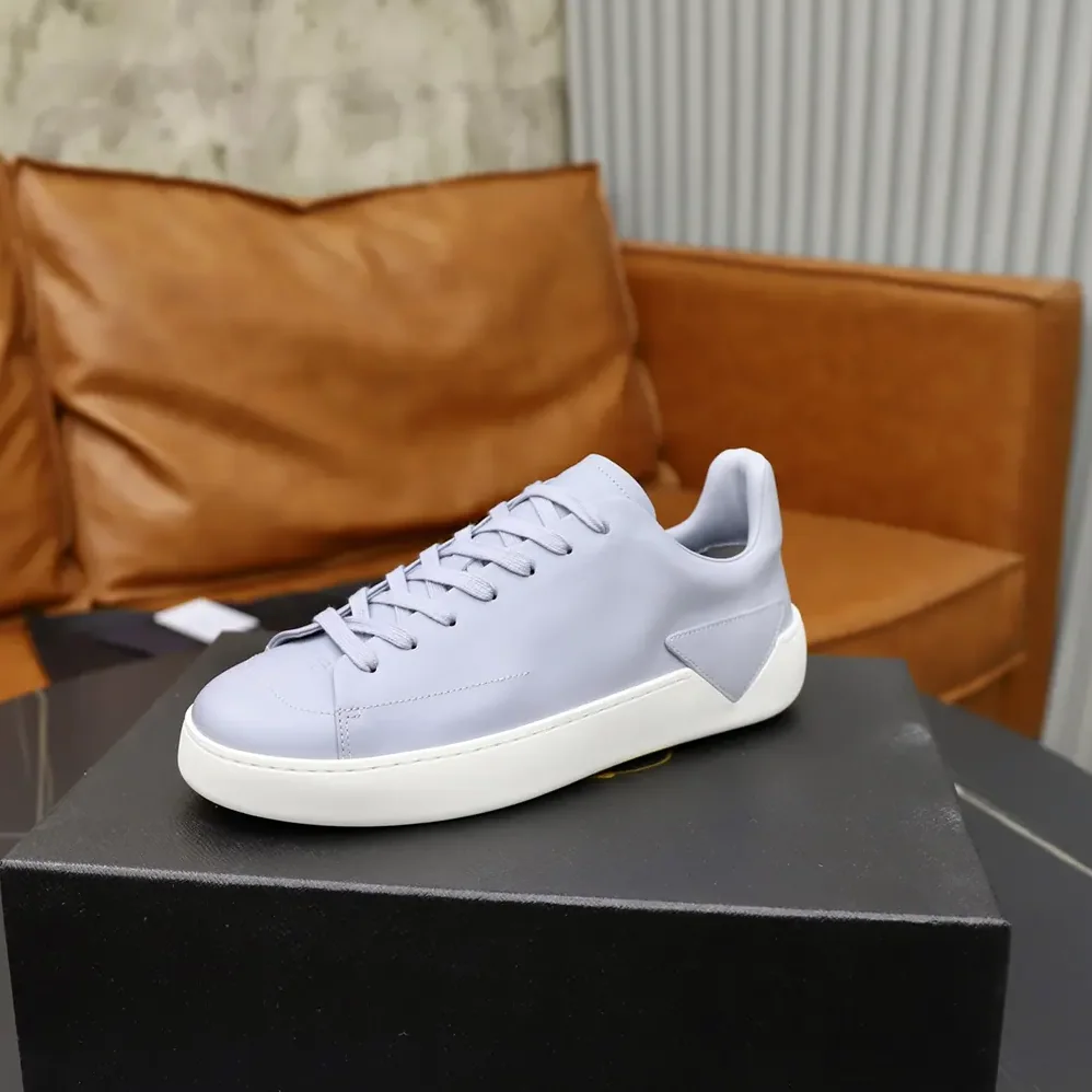 Prada Court Leather Sneakers for Unisex in Pearl Gray Prada Court Leather Sneakers for Unisex in Pearl Gray