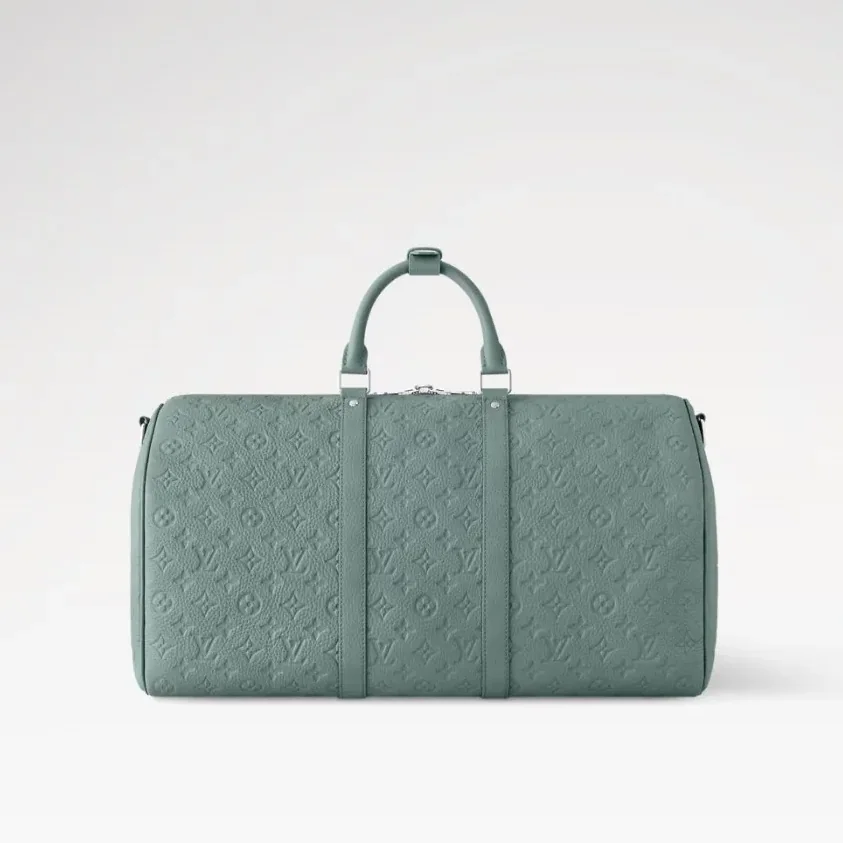 Louis Vuitton Keepall Bandouliere 50 Travel Bag / Misty Lake Green Silver Hardware