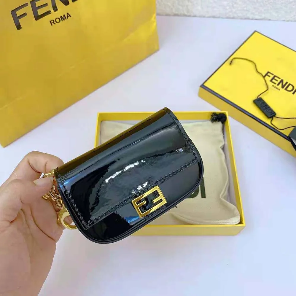 Fendi Nano Baguette Black Patent Leather Charm for Women