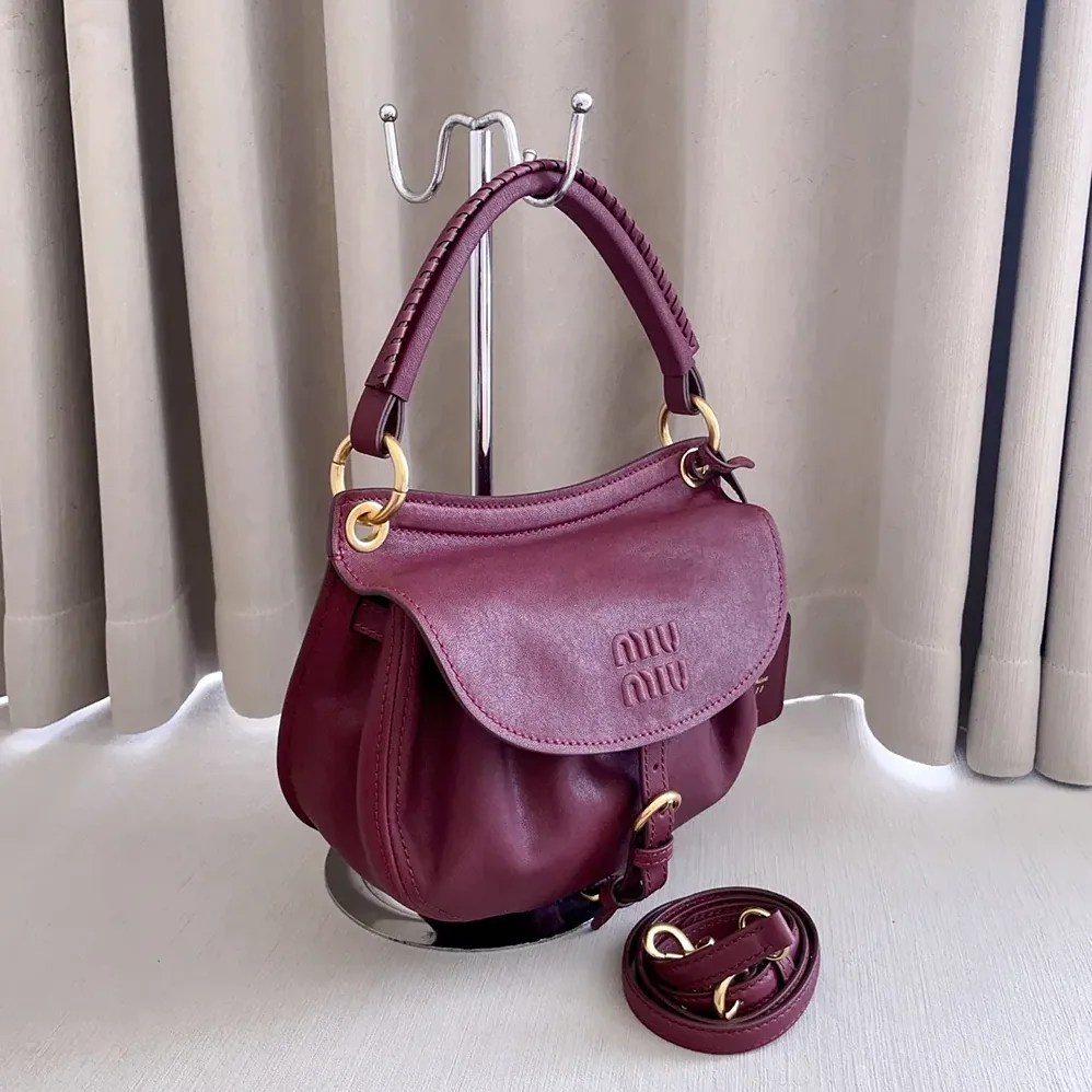 Miu Miu Rendez-Vous Nappa Leather Bag Amaranth Red for Women Miu Miu Rendez-Vous Nappa Leather Bag Amaranth Red for Women