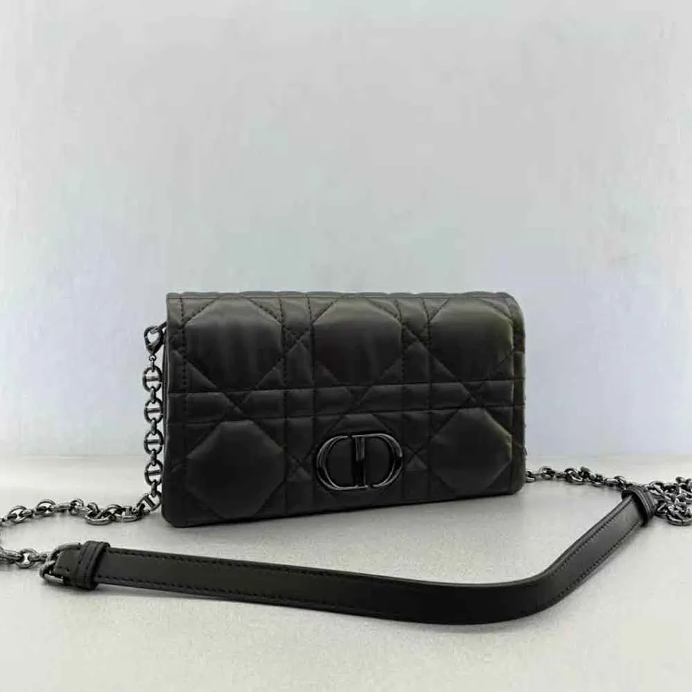 Dior Caro Macrocannage Pouch Black Quilted Macrocannage Calfskin for Women Dior Caro Macrocannage Pouch Black Quilted Macrocannage Calfskin for Women