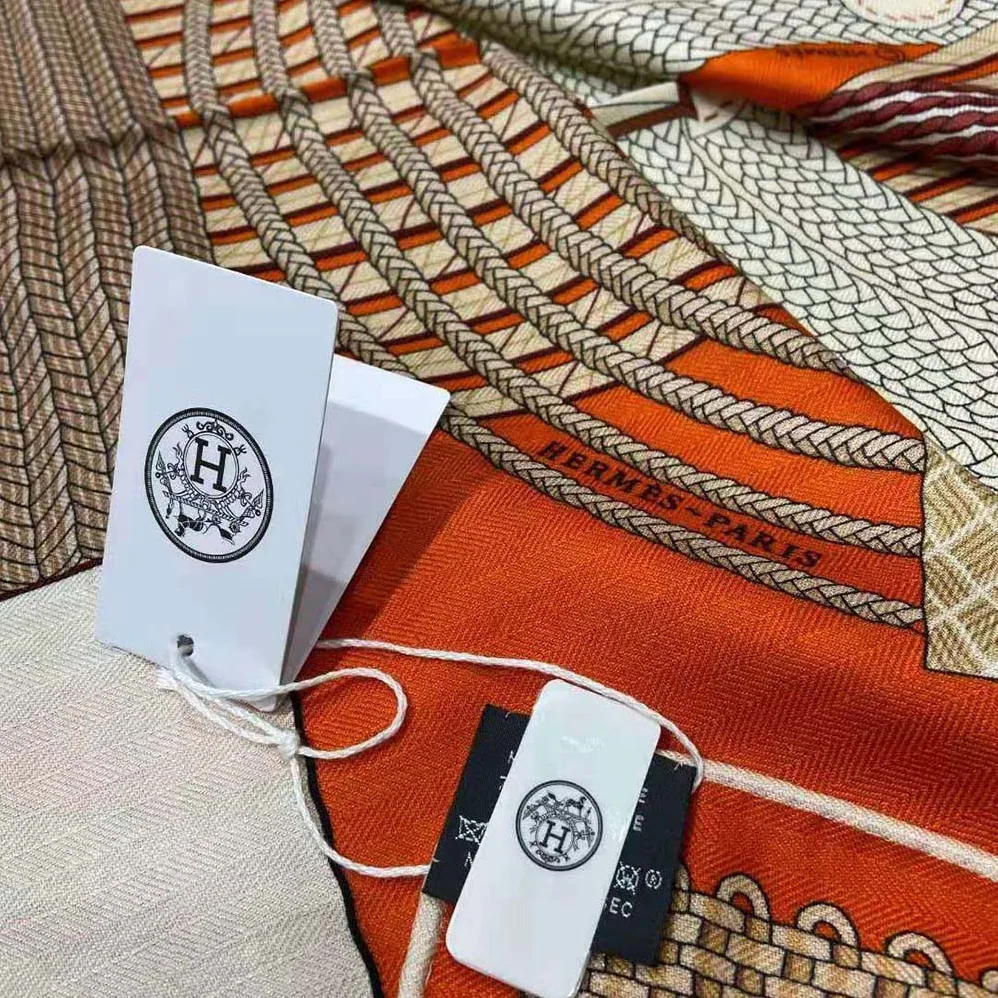 Hermes Dressage Tressage Shawl 140 for Women in Orange Hermes Dressage Tressage Shawl 140 for Women in Orange