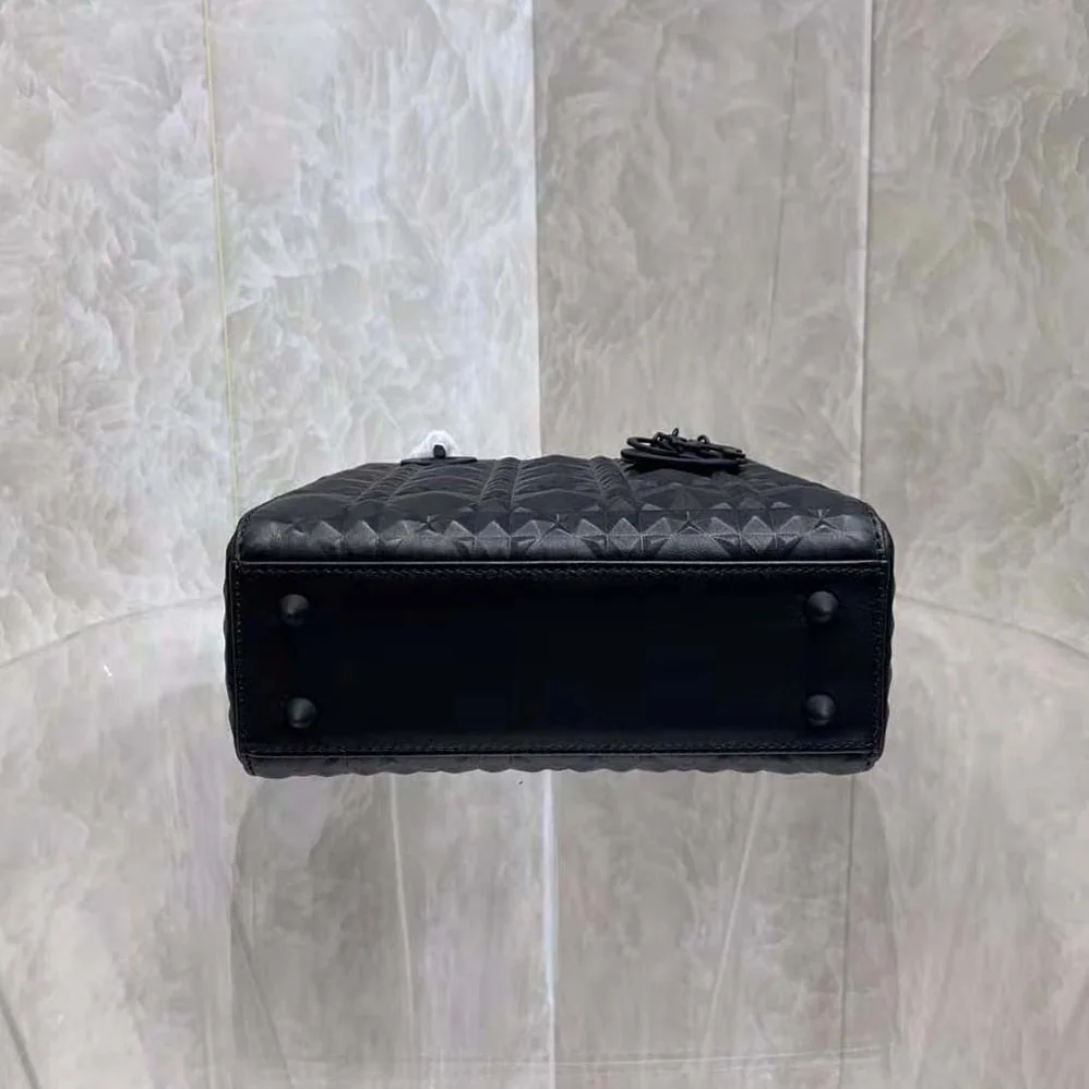 Dior Mini Lady Dior Bag Black Cannage Calfskin with Diamond Motif for Women